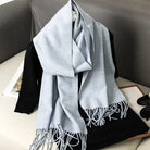 Écharpe Pashmina Polyester Épaisse Avec Franges pour Femme Hiver
