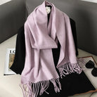 Écharpe Pashmina Polyester Épaisse Avec Franges pour Femme Hiver