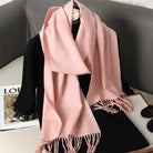 Écharpe Pashmina Polyester Épaisse Avec Franges pour Femme Hiver