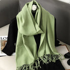 Écharpe Pashmina Polyester Épaisse Avec Franges pour Femme Hiver