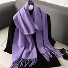 Écharpe Pashmina Polyester Épaisse Avec Franges pour Femme Hiver