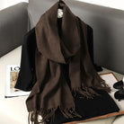 Écharpe Pashmina Polyester Épaisse Avec Franges pour Femme Hiver
