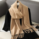 Écharpe Pashmina Polyester Épaisse Avec Franges pour Femme Hiver