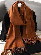 Écharpe Pashmina Polyester Épaisse Avec Franges pour Femme Hiver