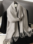 Écharpe Pashmina Polyester Épaisse Avec Franges pour Femme Hiver