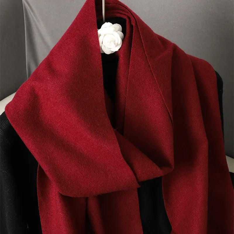 Écharpe Pashmina Polyester Épaisse Avec Franges pour Femme Hiver