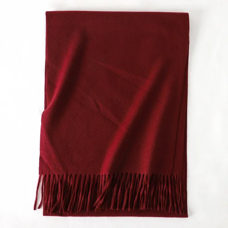 Écharpe Pashmina Polyester Épaisse Avec Franges pour Femme Hiver