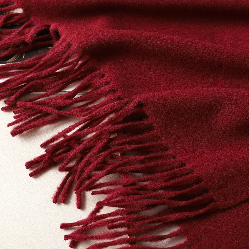 Écharpe Pashmina Polyester Épaisse Avec Franges pour Femme Hiver
