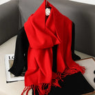 Écharpe Pashmina Polyester Épaisse Avec Franges pour Femme Hiver