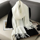 Écharpe Pashmina Polyester Épaisse Avec Franges pour Femme Hiver