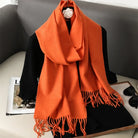 Écharpe Pashmina Polyester Épaisse Avec Franges pour Femme Hiver
