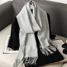 Écharpe Pashmina Polyester Épaisse Avec Franges pour Femme Hiver