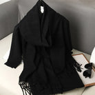 Écharpe Pashmina Polyester Épaisse Avec Franges pour Femme Hiver