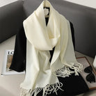 Écharpe Pashmina Polyester Épaisse Avec Franges pour Femme Hiver