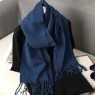 Écharpe Pashmina Polyester Épaisse Avec Franges pour Femme Hiver