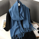 Écharpe Pashmina Polyester Épaisse Avec Franges pour Femme Hiver