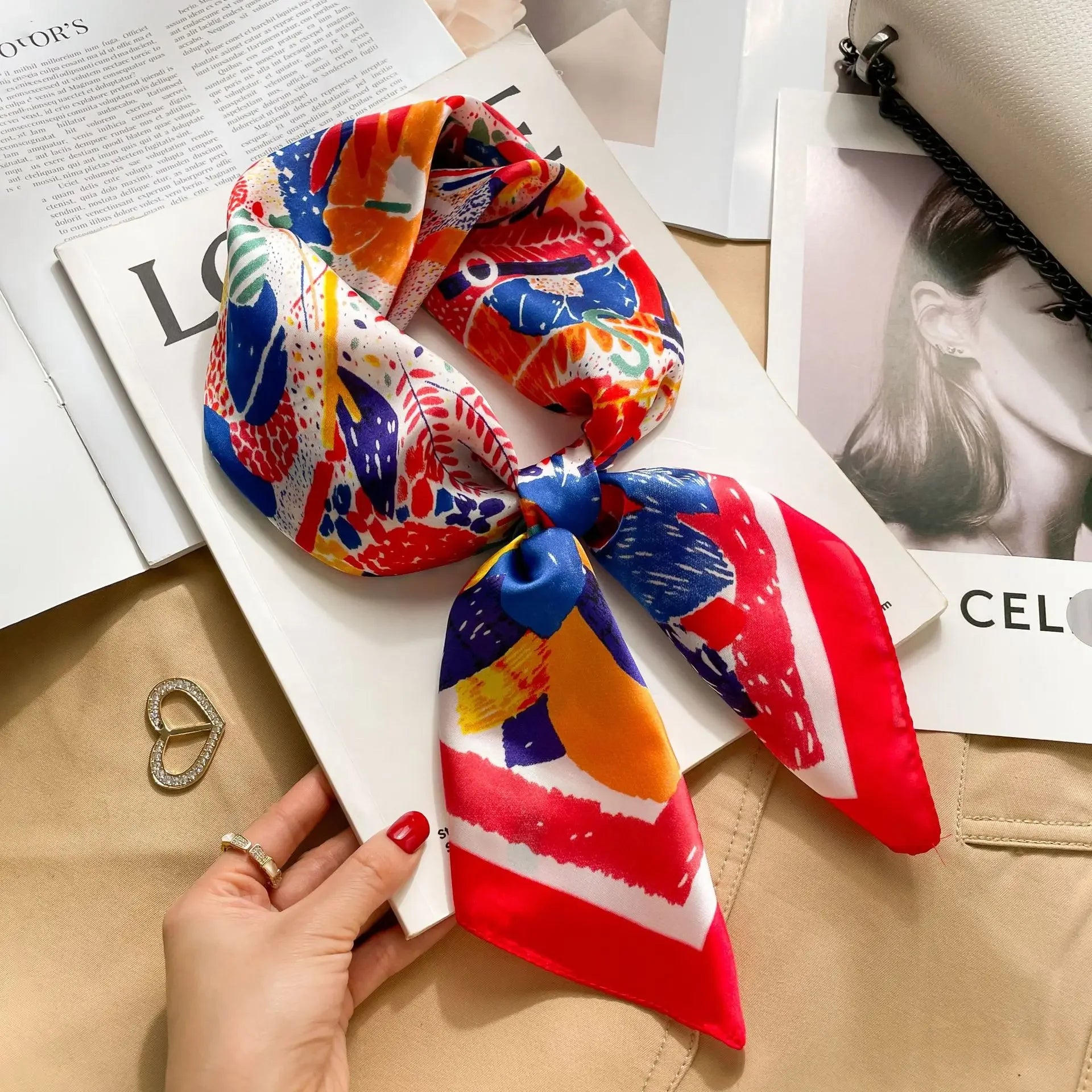 Foulard Carré 70×70 Cm Effet Soie Pashmina Mode