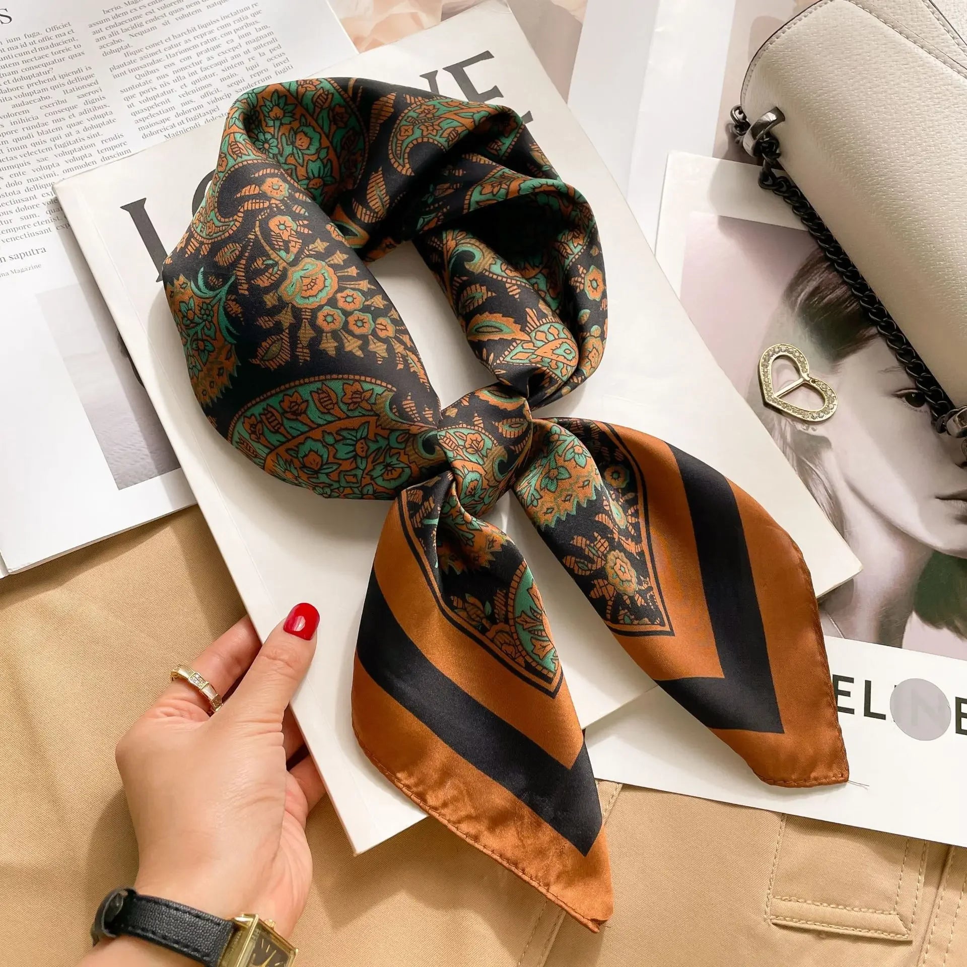 Foulard Carré 70×70 Cm Effet Soie Pashmina Mode