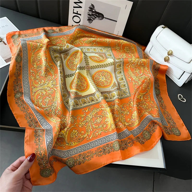 Foulard Carré 70×70 Cm Effet Soie Pashmina Mode