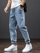 Jean Cargo Baggy Homme Taille Élastique Pantalon Sarouel Denim