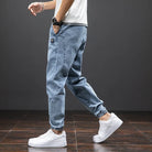 Jean Cargo Baggy Homme Taille Élastique Pantalon Sarouel Denim