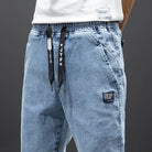 Jean Cargo Baggy Homme Taille Élastique Pantalon Sarouel Denim