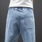 Jean Cargo Baggy Homme Taille Élastique Pantalon Sarouel Denim