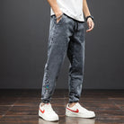 Jean Cargo Baggy Homme Taille Élastique Pantalon Sarouel Denim