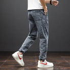 Jean Cargo Baggy Homme Taille Élastique Pantalon Sarouel Denim