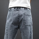 Jean Cargo Baggy Homme Taille Élastique Pantalon Sarouel Denim