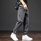 Jean Cargo Baggy Homme Taille Élastique Pantalon Sarouel Denim