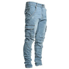 Jean Cargo Slim en Denim Élastique Taille Moyenne