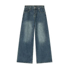 Jean Droit Décontracté Homme en Denim Coton Taille Mi-Haute Jambes Larges