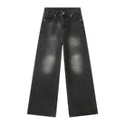 Jean Droit Décontracté Homme en Denim Coton Taille Mi-Haute Jambes Larges