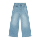 Jean Droit Décontracté Homme en Denim Coton Taille Mi-Haute Jambes Larges