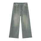 Jean Droit Décontracté Homme en Denim Coton Taille Mi-Haute Jambes Larges