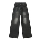 Jean Droit Décontracté Homme en Denim Coton Taille Mi-Haute Jambes Larges