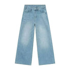 Jean Droit Décontracté Homme en Denim Coton Taille Mi-Haute Jambes Larges