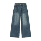 Jean Droit Décontracté Homme en Denim Coton Taille Mi-Haute Jambes Larges