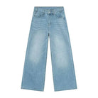 Jean Droit Décontracté Homme en Denim Coton Taille Mi-Haute Jambes Larges