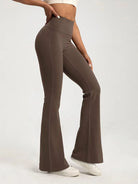 Pantalon Évasé Taille Haute Effet Gainant Coton pour Yoga et Course