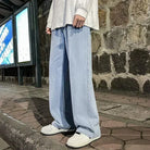 Pantalon Jean Jambe Large Streetwear Homme Coton Mélangé