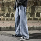 Pantalon Jean Jambe Large Streetwear Homme Coton Mélangé