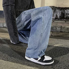 Pantalon Jean Jambe Large Streetwear Homme Coton Mélangé