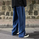 Pantalon Jean Jambe Large Streetwear Homme Coton Mélangé
